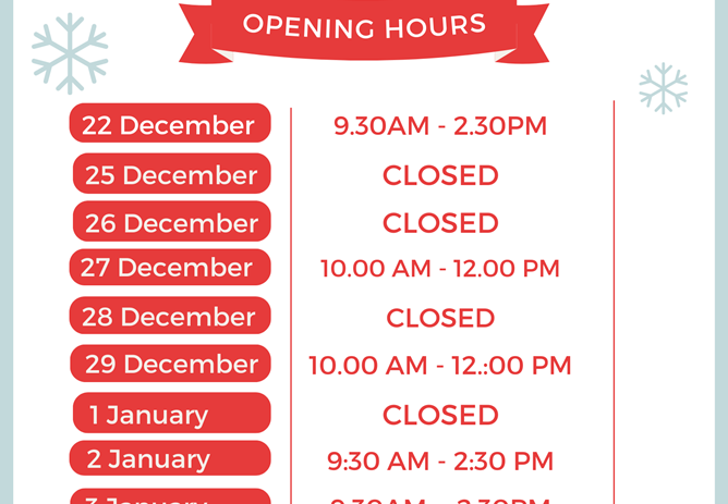 Christmas & New Year Opening Times & Money Transfers