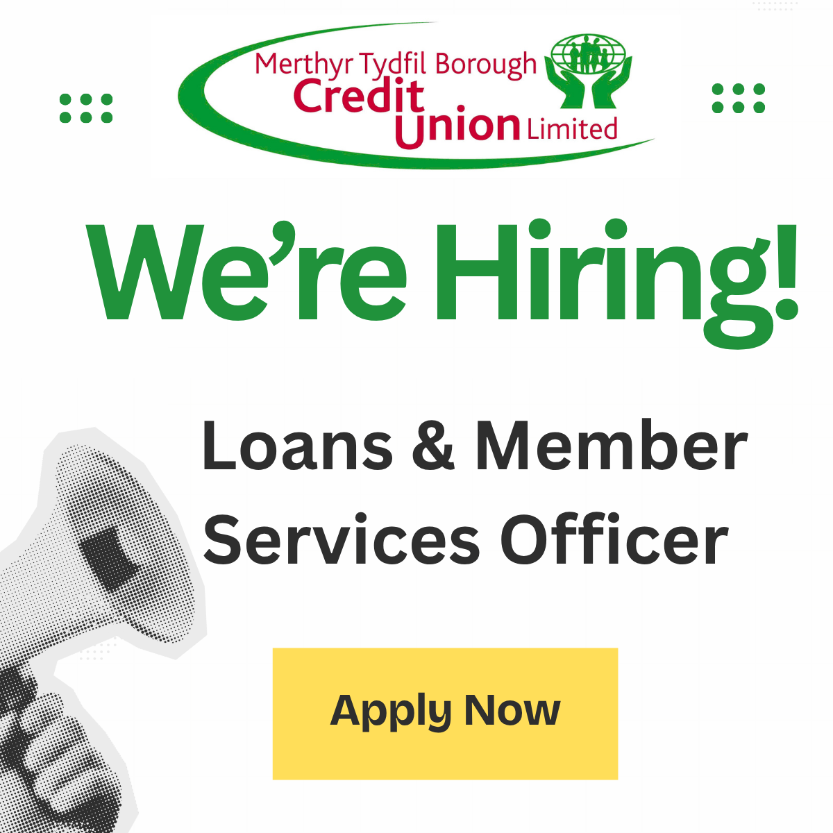 WE'RE HIRING - LOANS & MEMBER SERVICES OFFICER