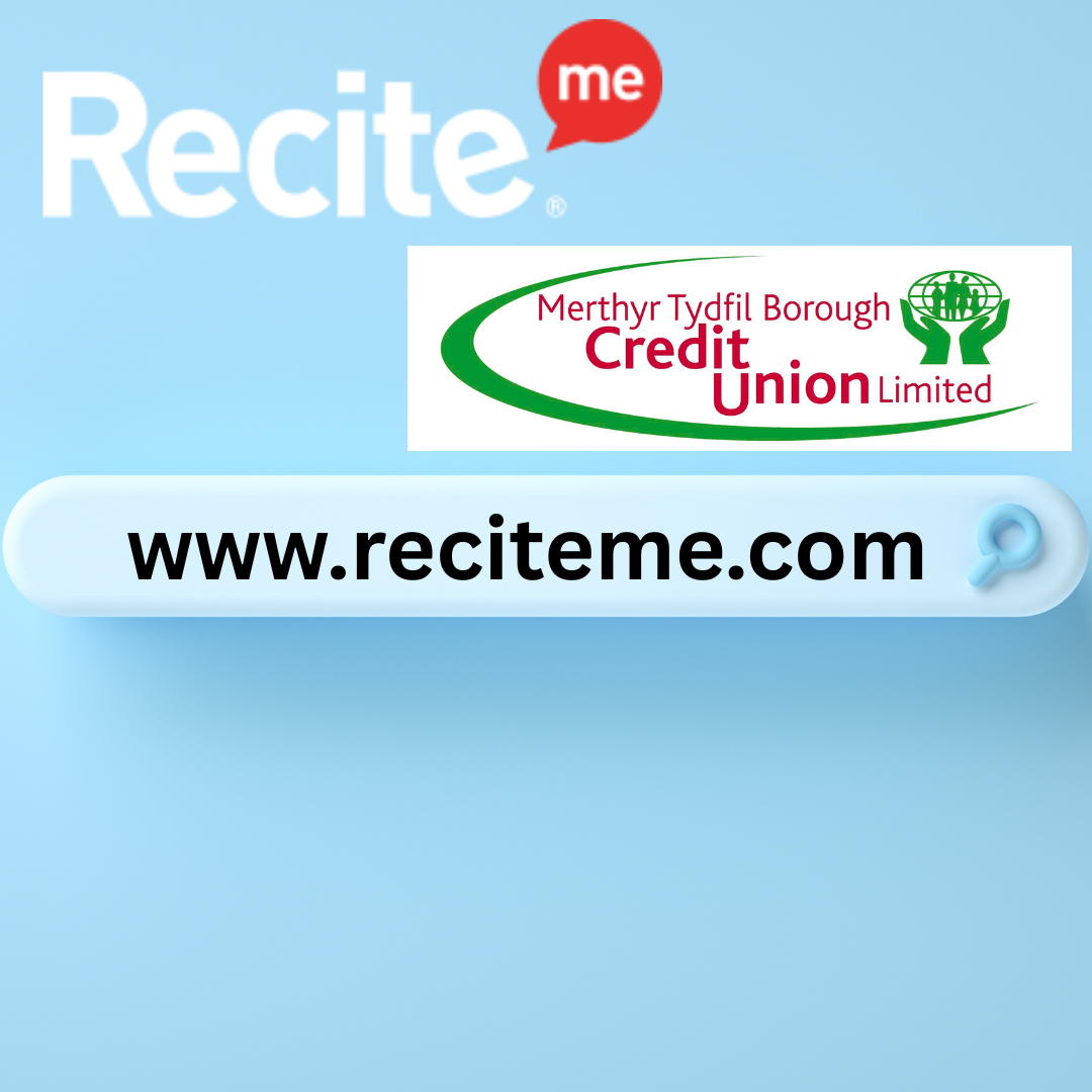 Merthyr Credit Union is Digitally Inclusive, RECITE ME Accessibility & Language Toolbar launch