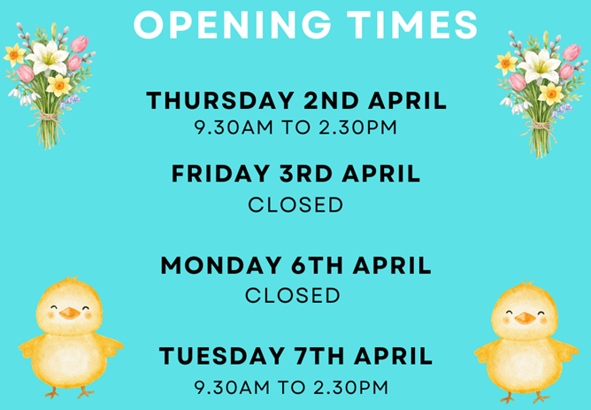 EASTER 2026 OPENING TIMES & MONEY TRANSFERS
