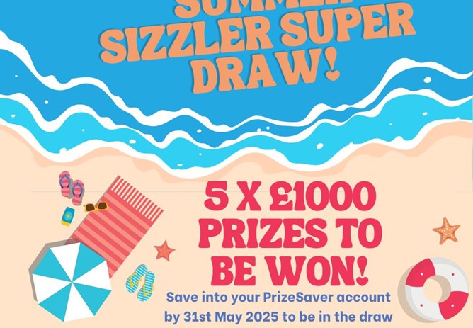 Prizesaver Summer Sizzler super draw 5 x £1,000 up for grabs!